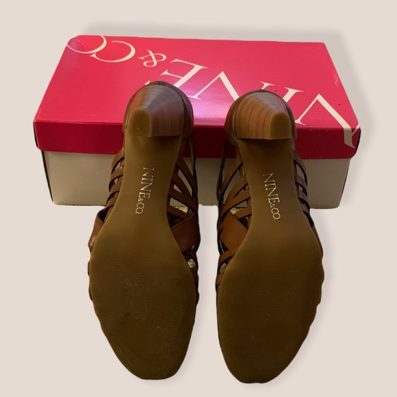 EUC Nine & Co. "JJ Stylish" Gladiator Sandal, Brown Vegan Leather - Picture 7 of 11